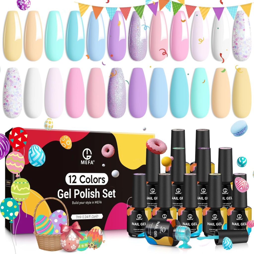 Pastel Gel Nail Polish Set, 12 Colors Spring