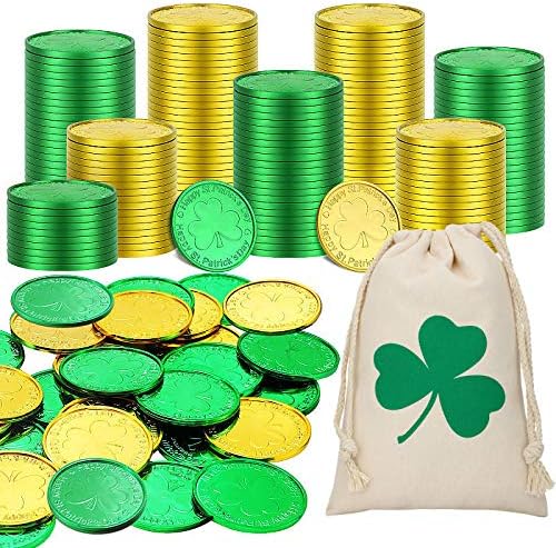 200 PCS St. Patrick's Day Shamrock Coins 3-Leaf Clover Good Luck Coins