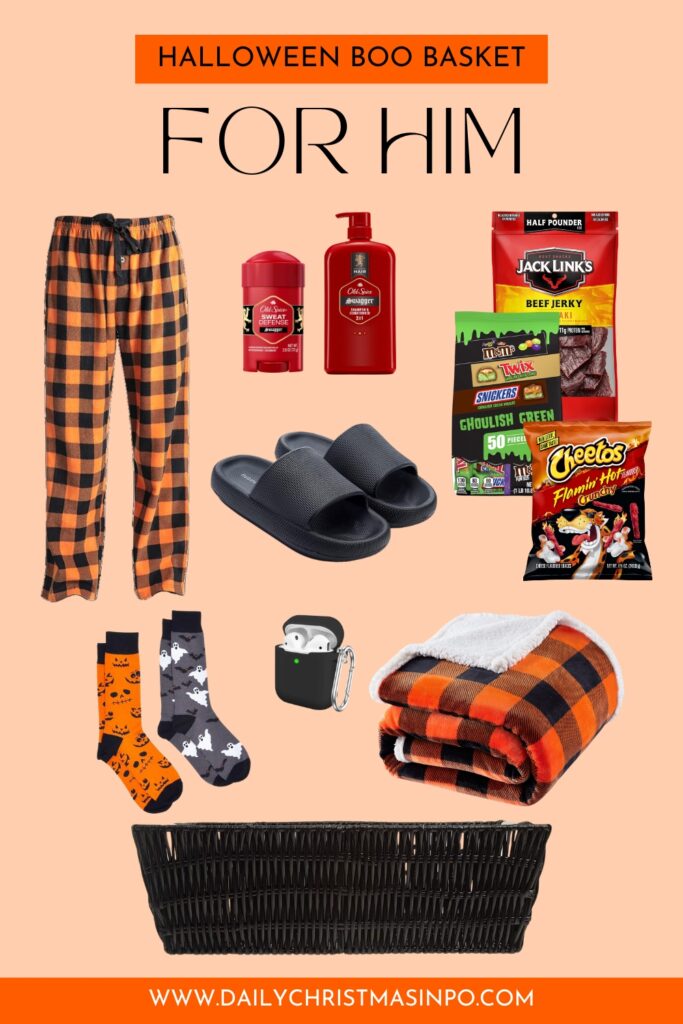 Halloween Boo Basket For Him - Pinterest pin